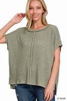 PLUS DOLMAN SHORT SLEEVE JACQUARD SWEATER