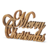 17 INCH DARK BROWN WOOD MERRY CHRISTMAS CUTOUT