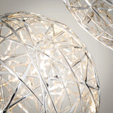 LIGHTED SILVER HANGING GLOBES