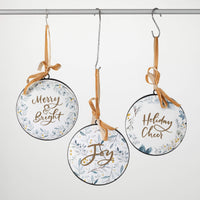 HOLIDAY TEXT DISC ORNAMENTS (3 Styles)