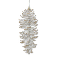 11 INCH WHITE GLITTERED SHATTERPROOF PINECONE ORNAMENT