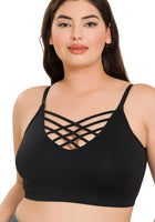 PLUS FRONT V LATTICE BRALETTE