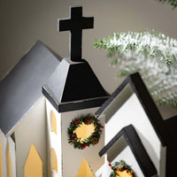 LED CHURCHES WITH WREATHS ASST.(Sold Separate)