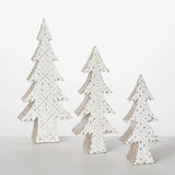 WHITE EMBOSSED TREE FIGURINES (3 Sizes)