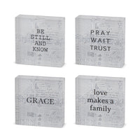 ASSORTED 4 INCH INSPIRATIONAL ACRYLIC SQUARE SIGNS (4 STYLES)