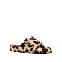 Faux Fur Leopard or Black Fuzzy Slippers BF