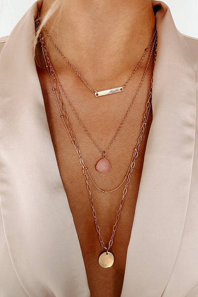 Bri Gold Chain & Pink Stone Necklace