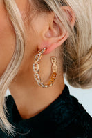 Gaia Rhinestone & Gold Hoop Chain Earring