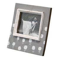 Gray & White Floral Photo Frame