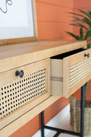 Wood Console with Woven Cane Drawers