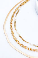Mac Three Strand Gold & Pearl Necklace