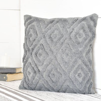 Grey Diamond Pattern Pillow | Glam