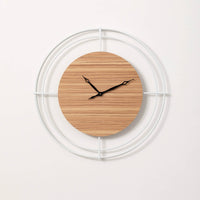 White Metal & Natural Wood Clock