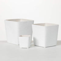 Ribbed White Square Planters