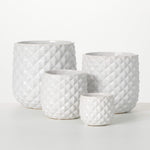 Ivory Faceted Glazed Planters