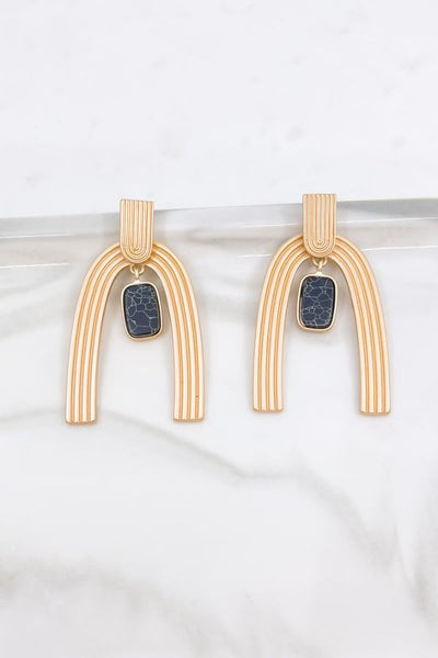 Golden Arch with Stone Earrings
