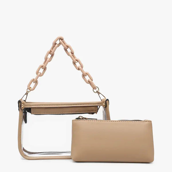Jessica Clear Crossbody with Chain