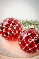 Red Glass Ornament with Pearls