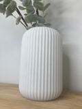 Ribbed White Glass Vases