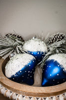 Navy White and Snow Ornament