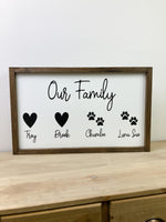 Custom Names with Pets Sign (Size Varies)