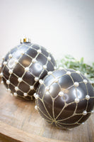 Matte Gray Ornaments with Pearls