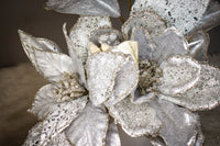 White & Silver Magnolia, Poinsettia & Leaf Spray