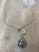 Stone Drop Necklace Dalmatian Labradorite