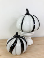 Handblown Black & White Glass Pumpkins
