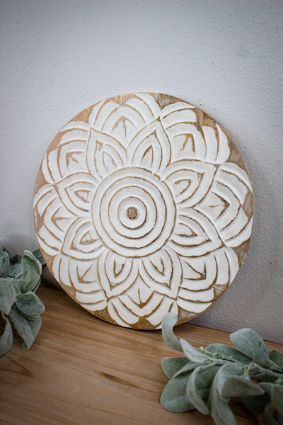 Round Carved Wall Decor (Flower)