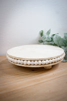 Round White Wood Riser with Beads
