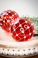 Red Glass Ornament with Pearls