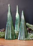 Sage Vertical Striped Led Mercury Glass Tree