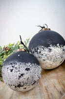 Black & White Half Speckled Glass Ornaments
