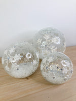 White Snowflake with Bling Glass Globes