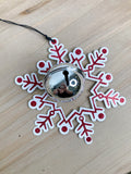 Red & White Glittered Snowflake Ornaments
