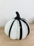 Handblown Black & White Glass Pumpkins