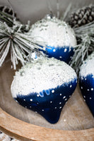 Navy White and Snow Ornament