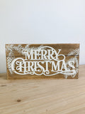 Wood Block with Metal Worded Cutouts