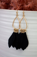 Teadrop  Earrings with Feathers