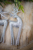 Silver Glitter Reindeer Ornament