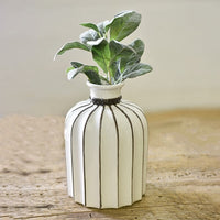 Gray & White Thin Stiped Vase