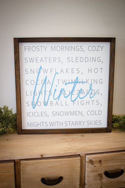 Winter Words Sign 16x16