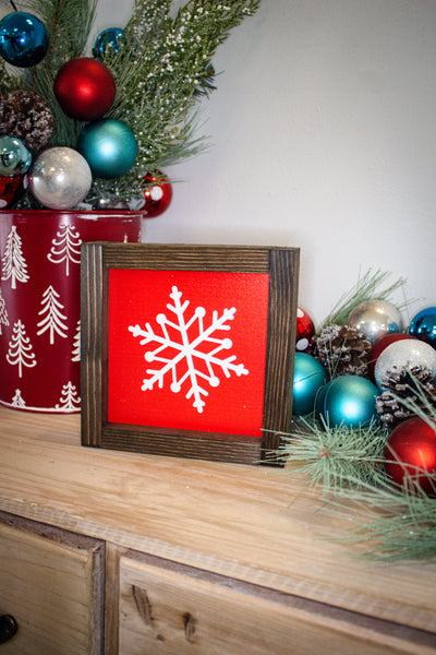 Red Snowflake Sign Retro Collection