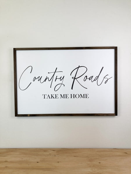Country Roads Framed Sign