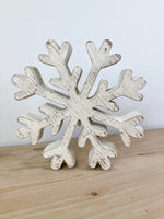 Wooden Whitewashed Snowflakes 3 Sizes