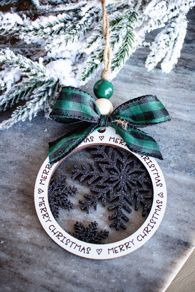 Merry Christmas Snowflake Ornament