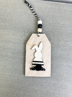Bunny On Wood Tag Spring