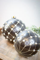 Matte Gray Ornaments with Pearls