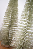 Sage Glittered Bottle Brush Trees